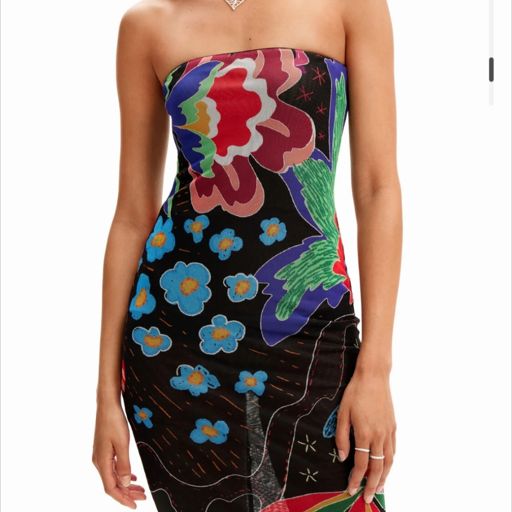 Desigual Jungle design bandeau midi dress
